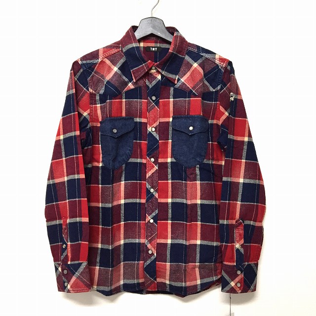 ティーエムティー Tmt 16aw インディゴ チェックシャツ ネルシャツ Double Wing Indigo Check Shirts レッド 赤 M Tsh F16ec04 メンズ 140 ベクトルパーク