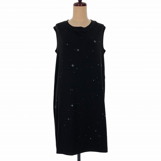 アンドゥムルメステール Ann Demeulemeester 18aw 星柄 プリント ドレス ノースリーブ ワンピース 34 ブラック 黒 1802 2280 224 098 レディース 140 ベクトルパーク