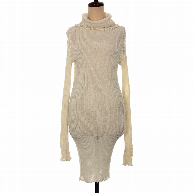 アンドゥムルメステール Ann Demeulemeester 18aw タートルネック ニット セーター ワンピース リブ ロング 36 オフホワイト 白 1802 2612 254 002 レディース 140 ベクトルパーク