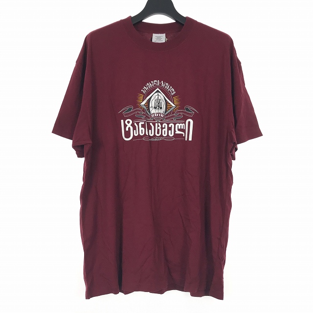 ヴェトモン ベトモン Vetements 19ss プリント Tシャツ カットソー 半袖 Secret Society M バーガンディー メンズ レディース 140 ベクトルパーク