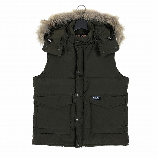 ウールリッチ Woolrich Aleutian Vest ノースリーブ ダウンベスト ファー付きフード M Dg カーキ Wogil0101 国内正規 メンズ 140 ベクトルパーク