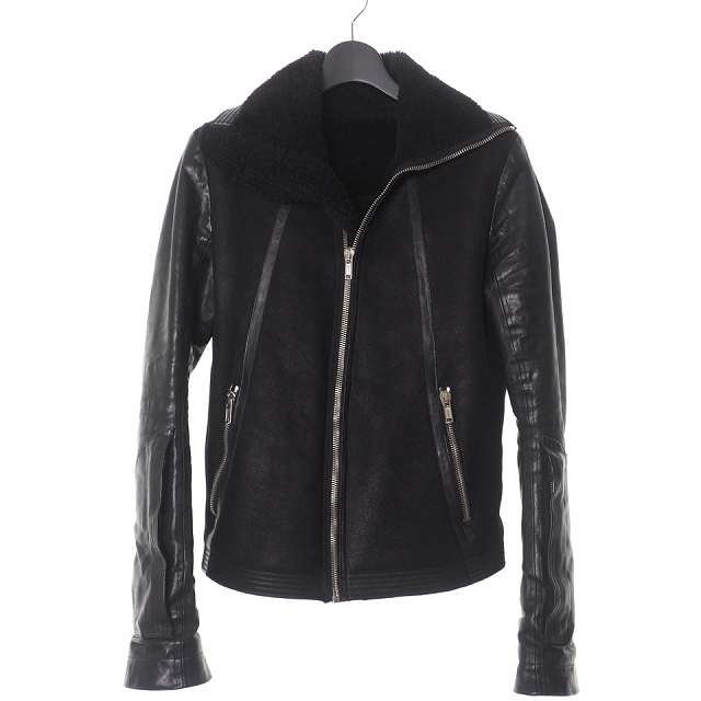 リックオウエンス Rick Owens ムートンライダース ジャケット ブルゾン カーフレザー 46 黒 ブラック Ru97 国内正規 メンズ 140 ベクトルパーク リックオウエンス Rick Owens ムートンライダース ジャケット ブルゾン カーフレザー 46 黒 ブラック Ru97 国内正規 メンズ 140 ベクトルパーク
