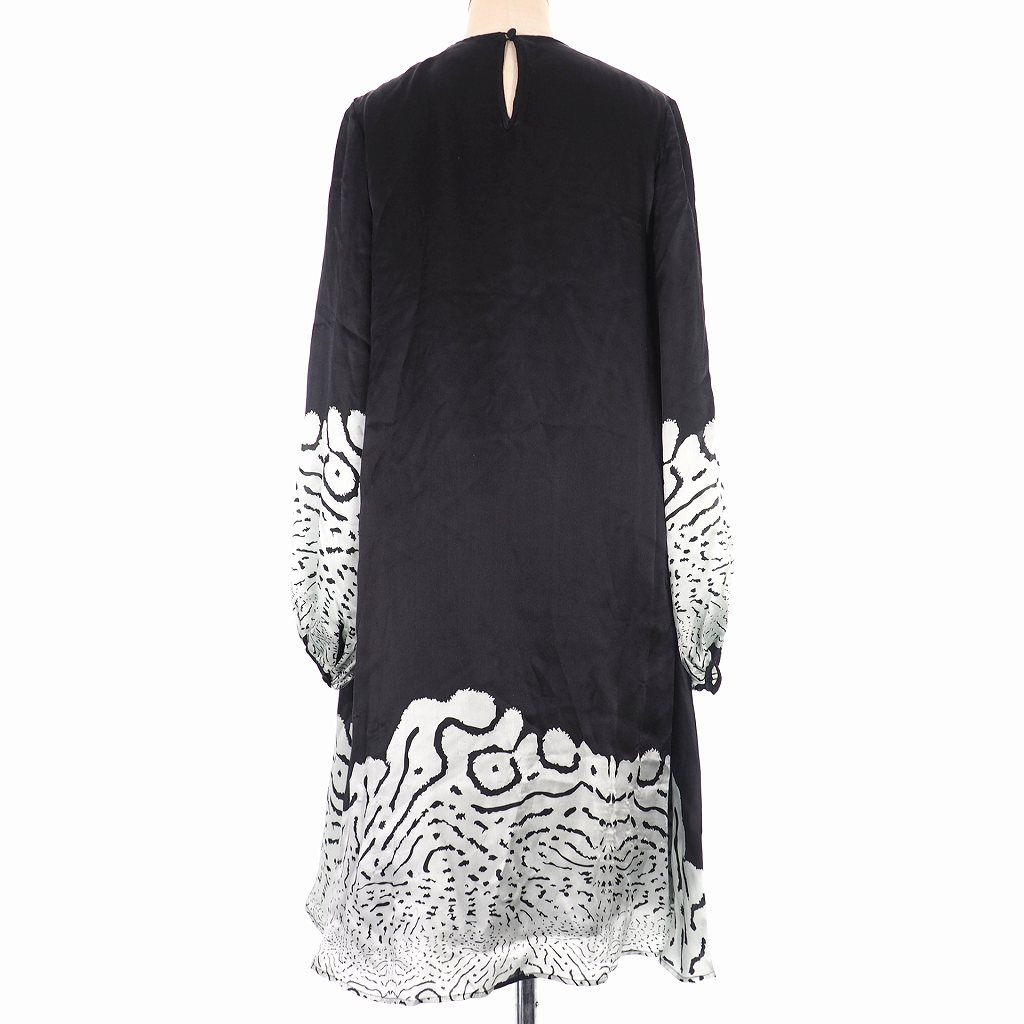 イッサロンドン Issa London シルク ワンピース レオパード 膝丈 長袖 8 ブラック 黒 レディース 140 ベクトルパーク