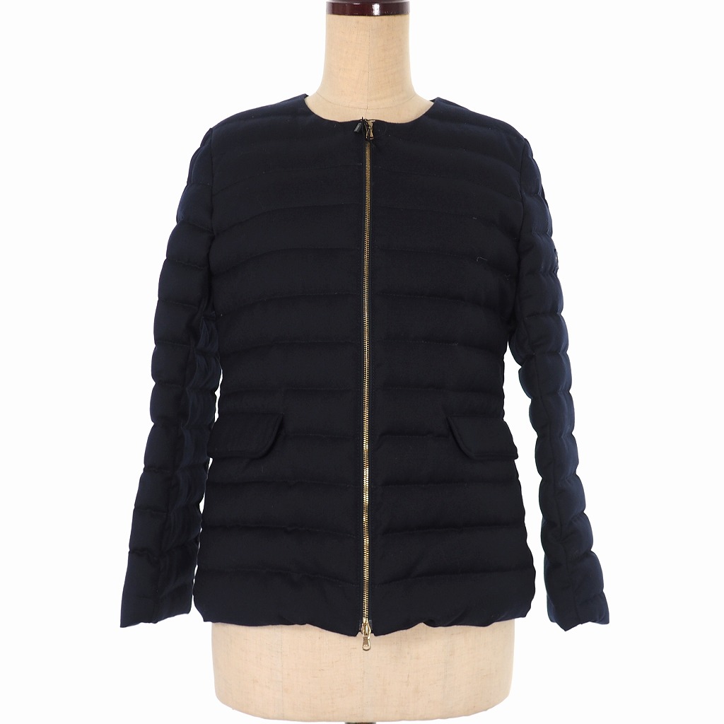 未使用品 タトラス Tatras 19aw スピノサ Spinosa ノーカラー ウール ダウンジャケット ショート丈 2 紺 ダークネイビー Lta19a4648 国内正規 レディース 140 0704 ベクトルパーク