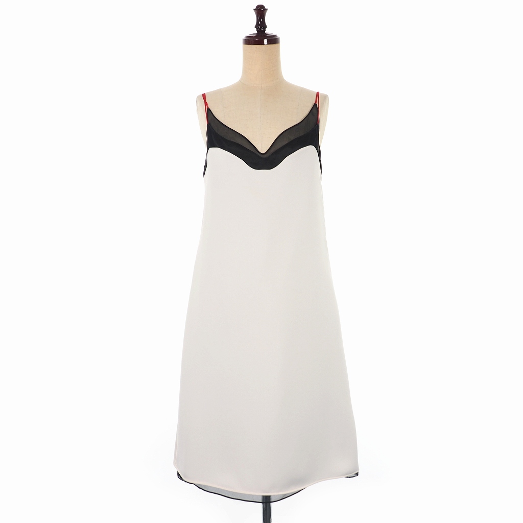 未使用品 メゾンマルジェラ Maison Margiela 18aw キャミソール ワンピース シルク レイヤード 40 ホワイトベージュ S51ct0976 国内正規 レディース 140 ベクトルパーク