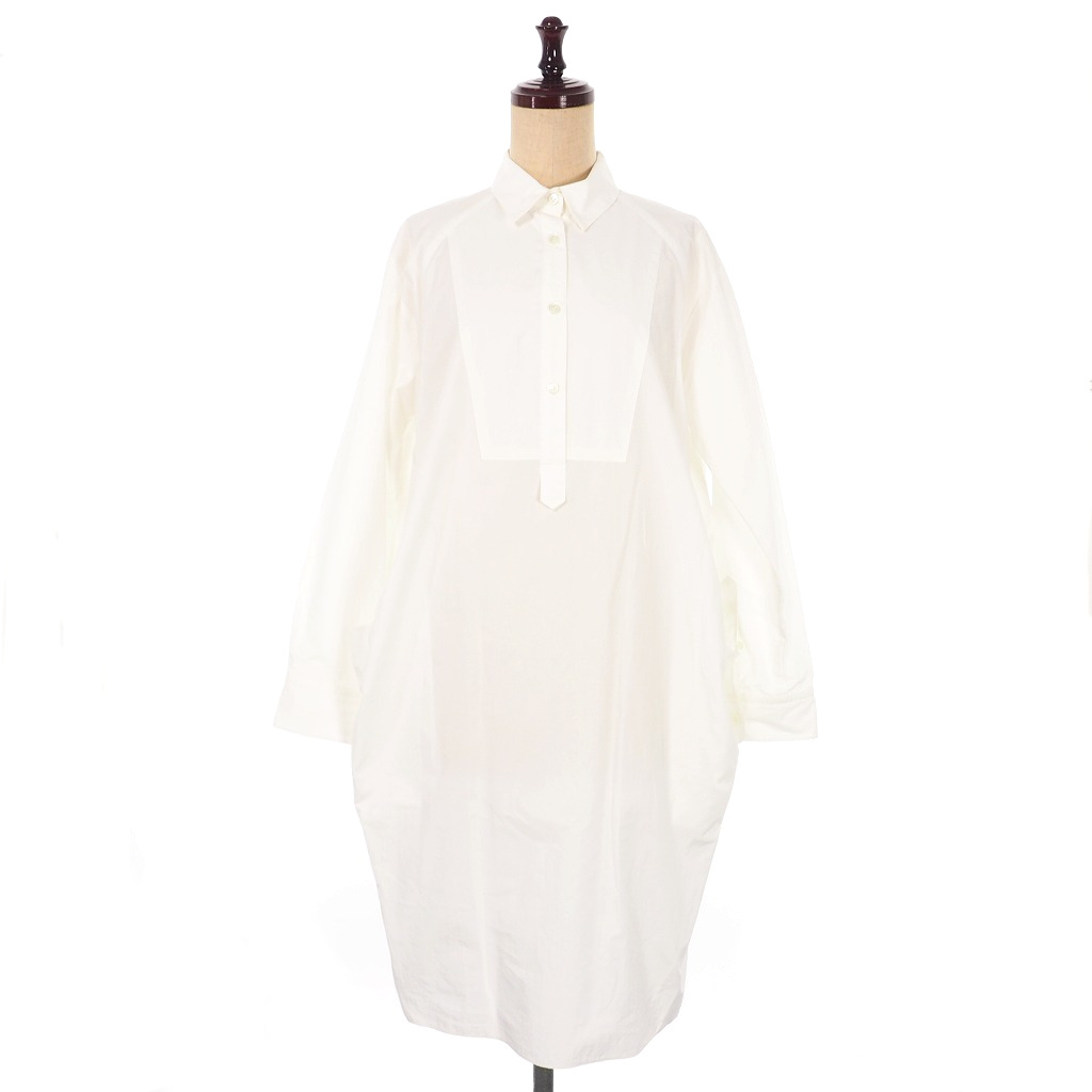 未使用品 サカヨリ Sakayori シャツ ブラウス ワンピース 長袖 ロング プルオーバー コットン 38 白 ホワイト S23 レディース 140 ベクトルパーク