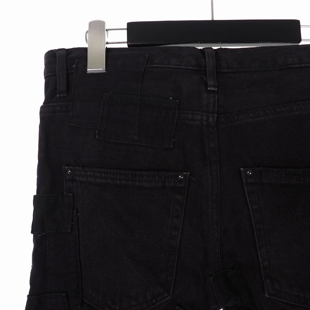 未使用品 キューエル マンションメーカー Ql Mansion Maker 11aw ボタンフライ カットオフ デストロイ加工 ストレッチ スキニー デニムパンツ 1 ブラック 黒 メンズ 140 ベクトルパーク