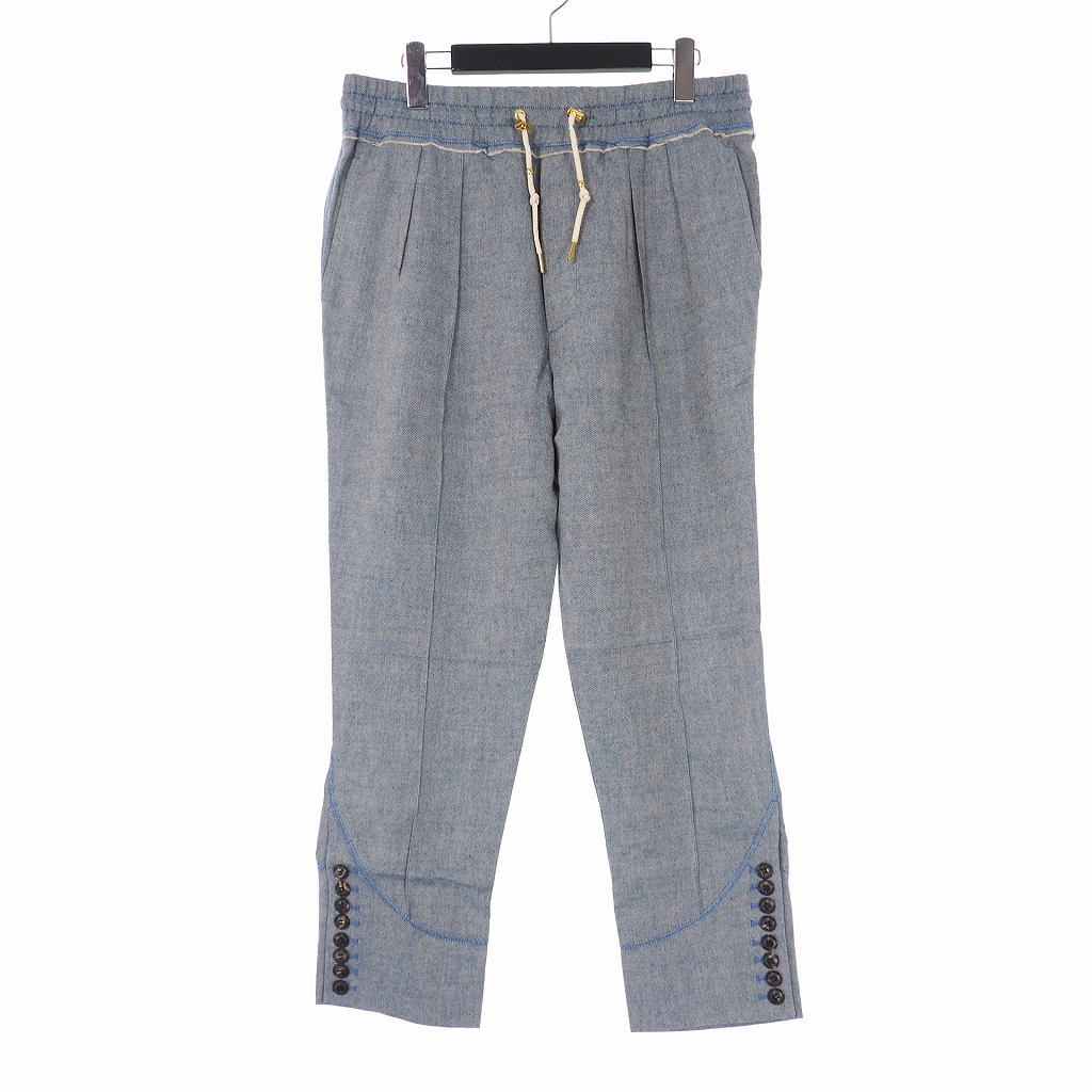 未使用品 キューエル マンションメーカー Ql Mansion Maker 17ss 裾ボタン ウール スラックスパンツ 48 ブルー 青 9l17s8021i メンズ 140 ベクトルパーク