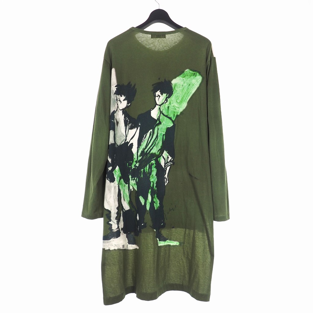 ヨウジヤマモトプールオム Yohji Yamamoto Pour Homme 17ss ロング丈 カットソー 長袖 バックプリント 3 緑 グリーン メンズ 140 ベクトルパーク