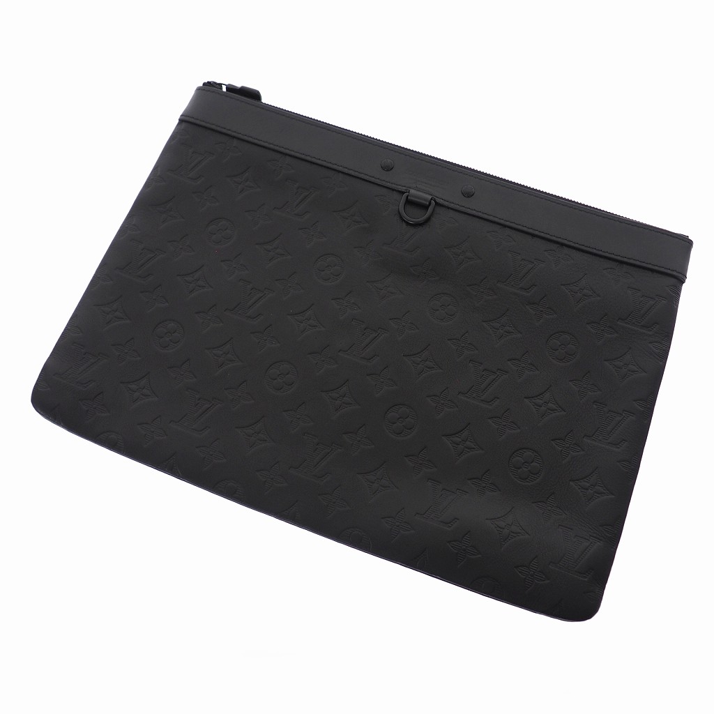 ルイヴィトン Louis Vuitton レザー クラッチバッグ モノグラム シャドウ ポシェット ディスカバリー M 黒 ブラック メンズ 140 ベクトルパーク