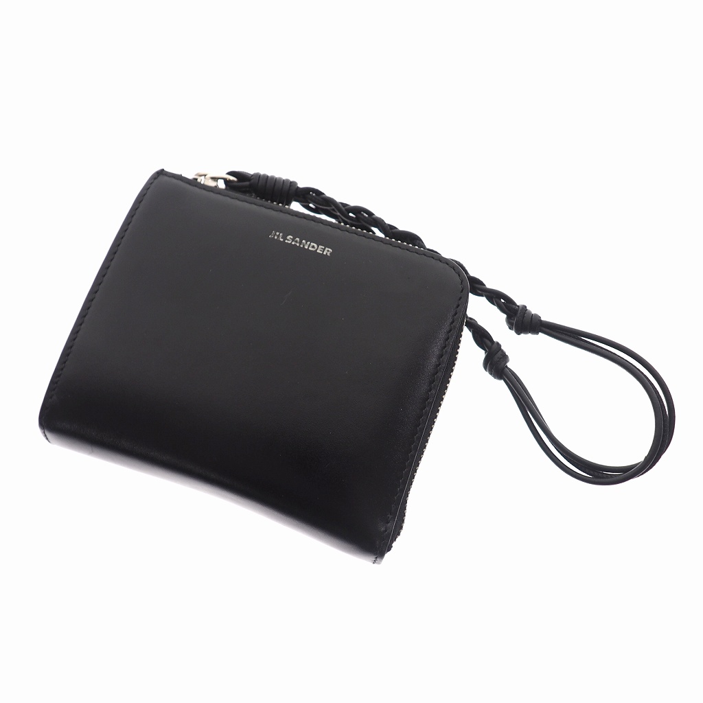 ジルサンダー Jil Sander エンボスロゴ ジップアラウンドウォレット 財布 コインケース ブレードストラップ ブラック 黒 メンズ レディース 140 ベクトルパーク