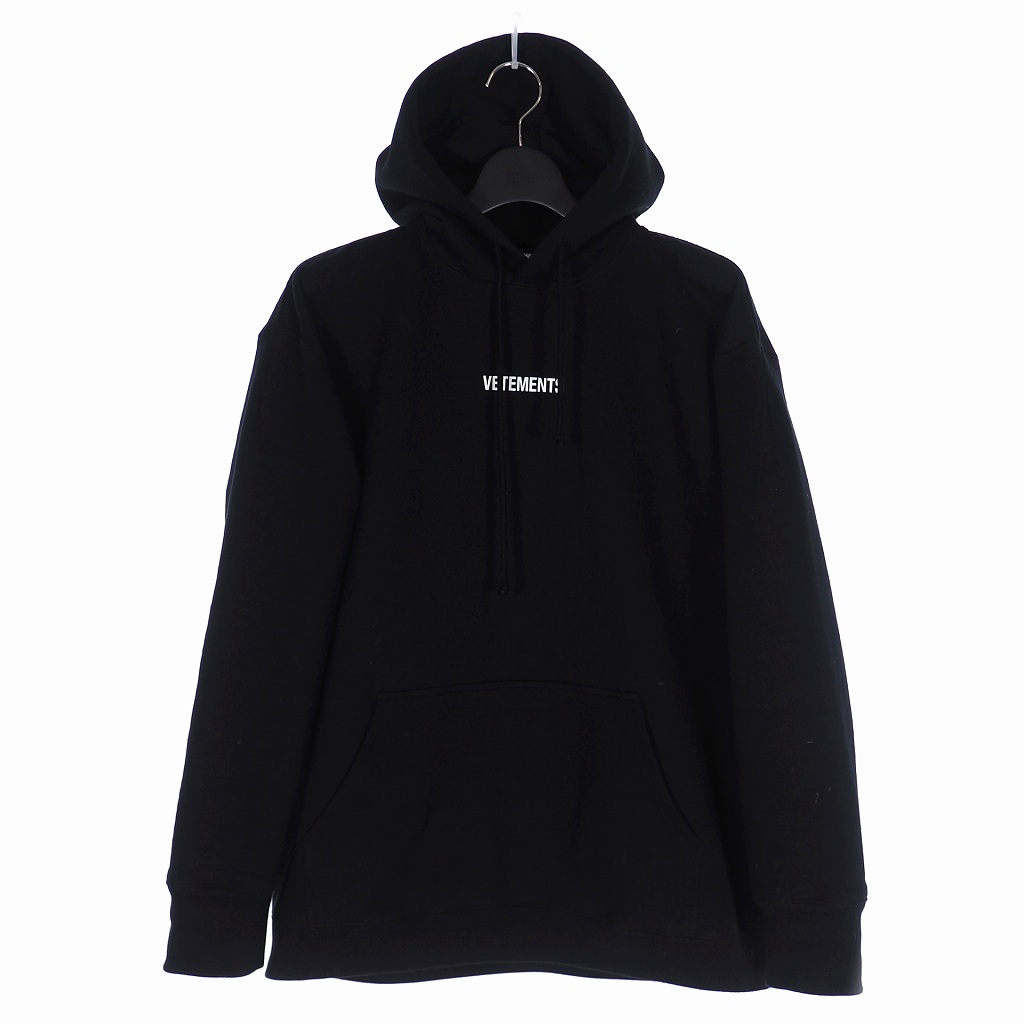 ヴェトモン ベトモン Vetements 19aw ロゴプリント プルオーバーパーカー 裏起毛 M 黒 ブラック Uahtr725 メンズ 140 ベクトルパーク