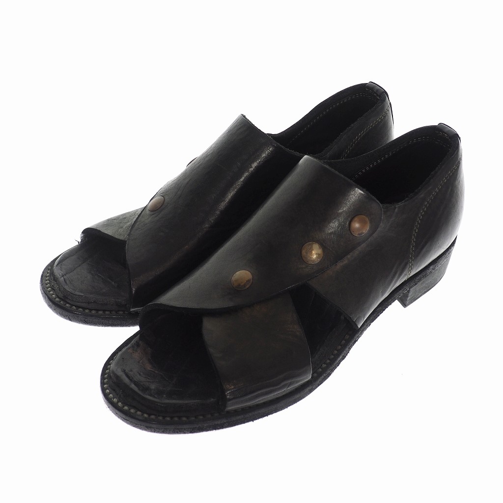 未使用品 グイディ Guidi レザー ストラップ サンダル レザーシューズ 黒 ブラック 41 メンズ 140 ベクトルパーク