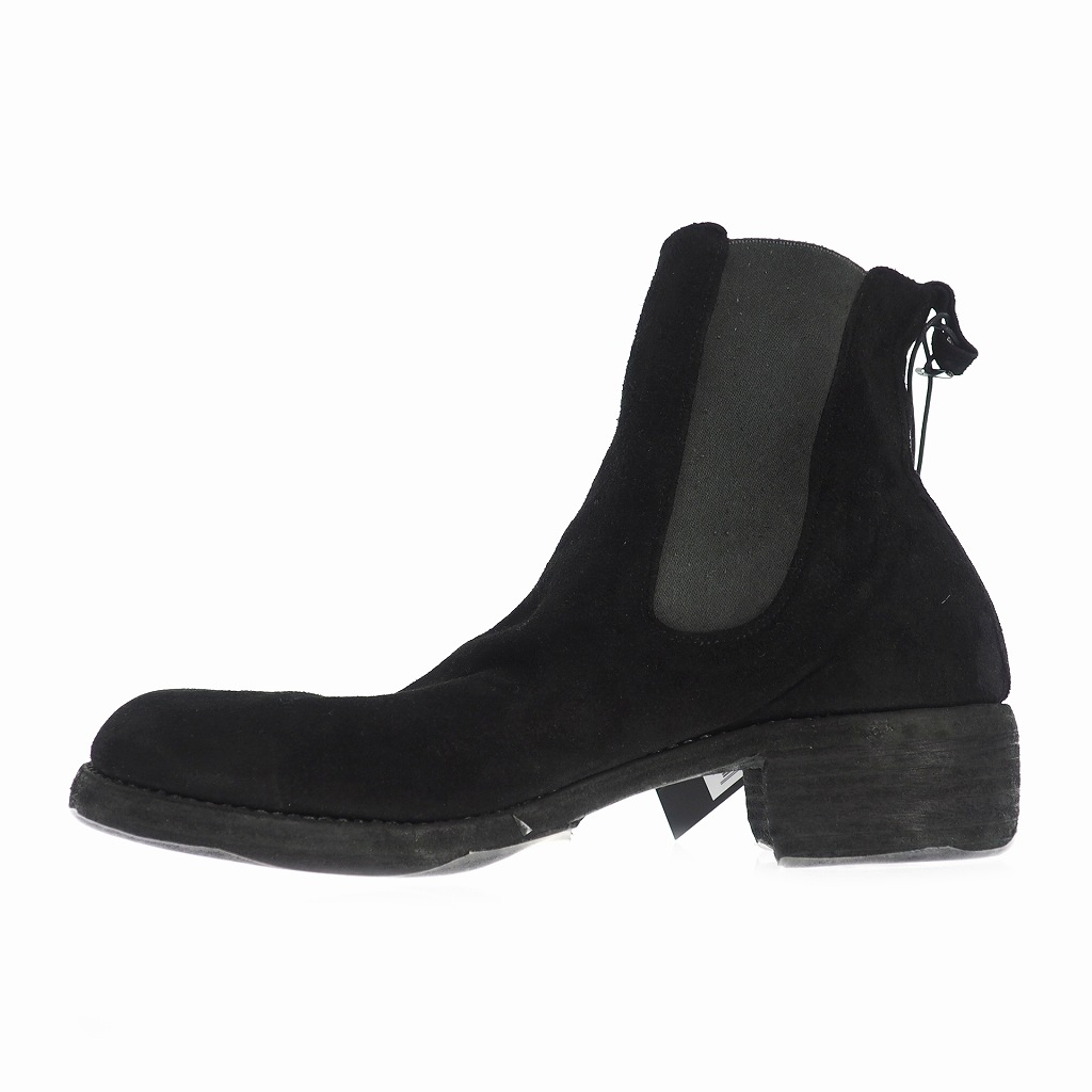 未使用品 グイディ Guidi 76z サイドゴア スウェード レザー ブーツ 43 28 0cm 黒 ブラック メンズ 140 ベクトルパーク