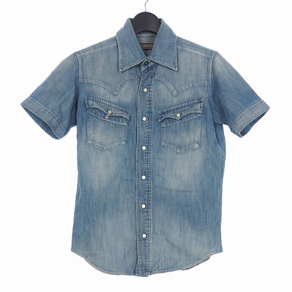 アユイテ Ayuite パックプリント ウエスタン デニムシャツ 半袖 2 インディゴ Au12s Fs51 メンズ 140 ベクトルパーク
