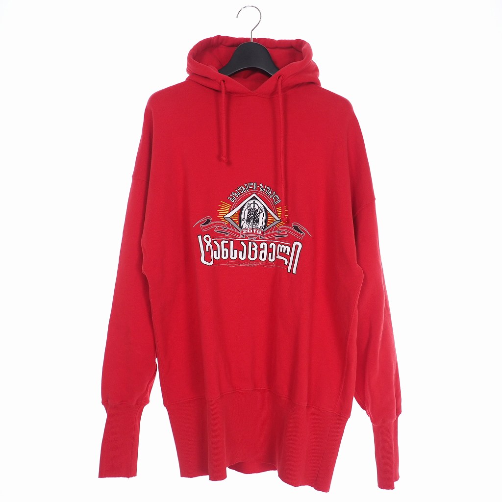 ヴェトモン ベトモン Vetements 19ss Secretsociety エンブロイダリー 刺繍 プルオーバー パーカー Xs レッド 赤 Uss メンズ 140 ベクトルパーク