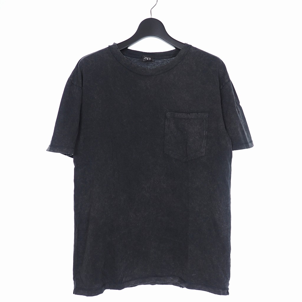 ザラ Zara ムラ染め ダメージ加工 オーバーサイズ カットソー Tシャツ S グレー メンズ 140 ベクトルパーク