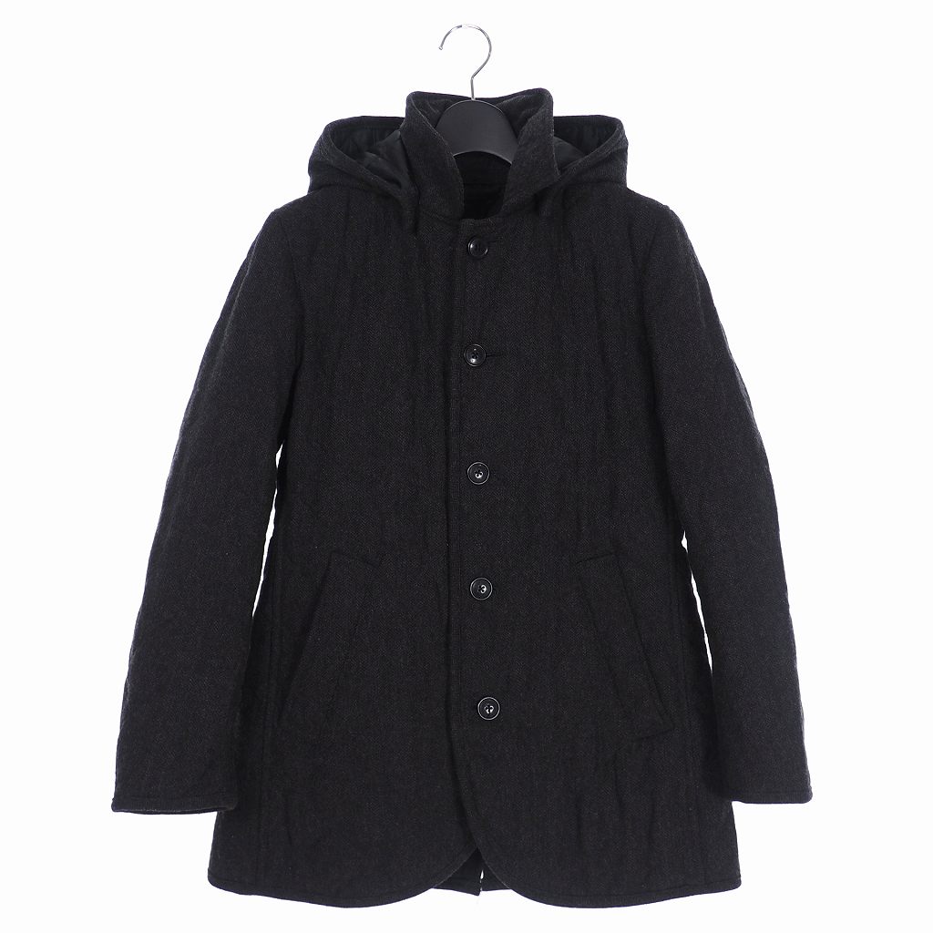 ビームスハート Beams Heart ウールツイード キルティング 中綿 フードジャケット コート 44 グレー メンズ 140 ベクトルパーク