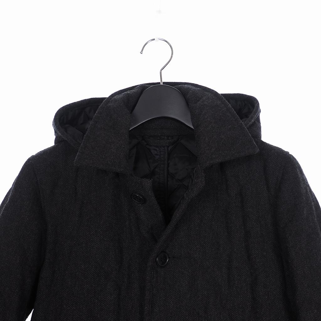 ビームスハート Beams Heart ウールツイード キルティング 中綿 フードジャケット コート 44 グレー メンズ 140 ベクトルパーク