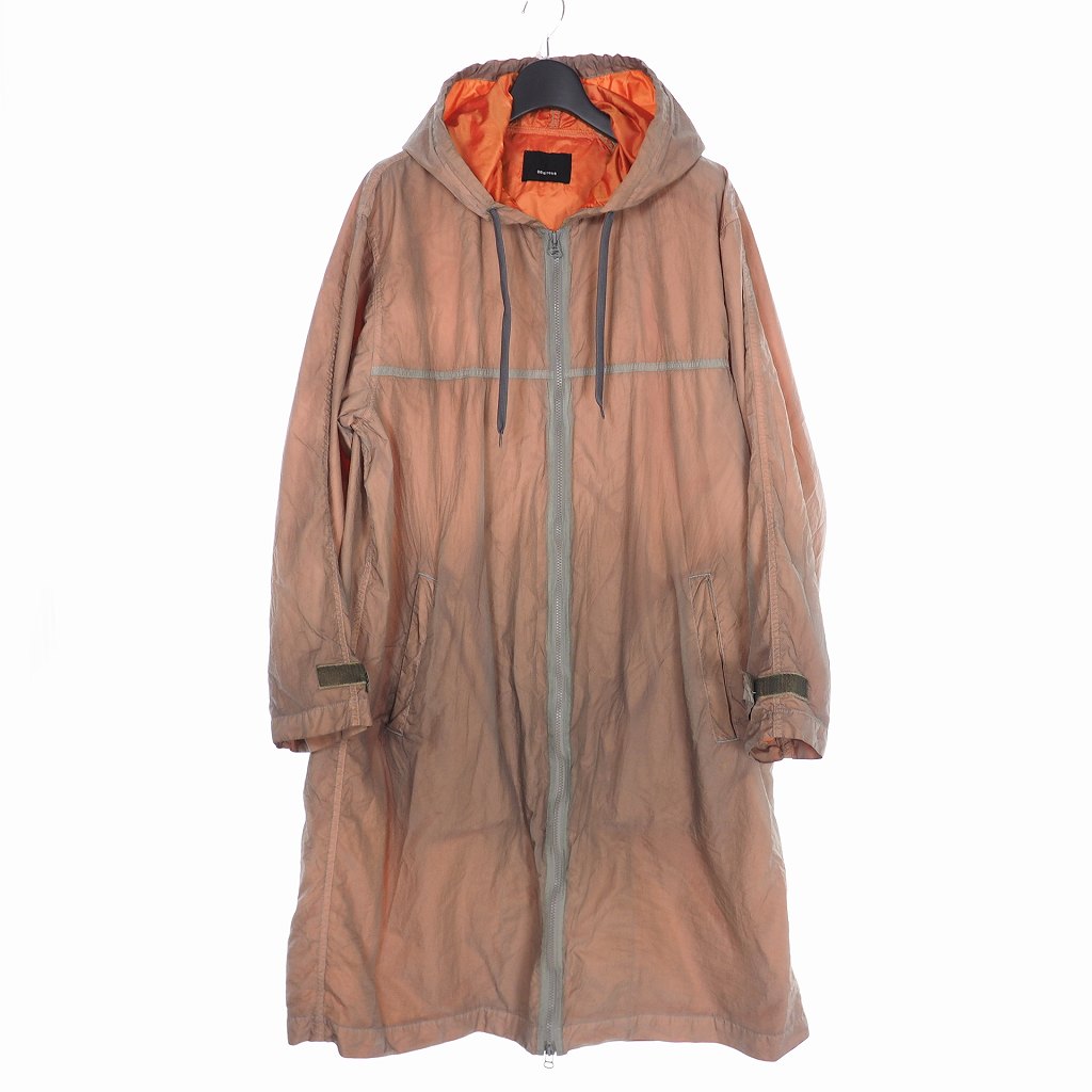 ゼロエイトサーカス 08sircus 19ss ナイロン フーデッド ロングコート ジャケット 6 オレンジ グレー S19sm C001 メンズ 140 ベクトルパーク