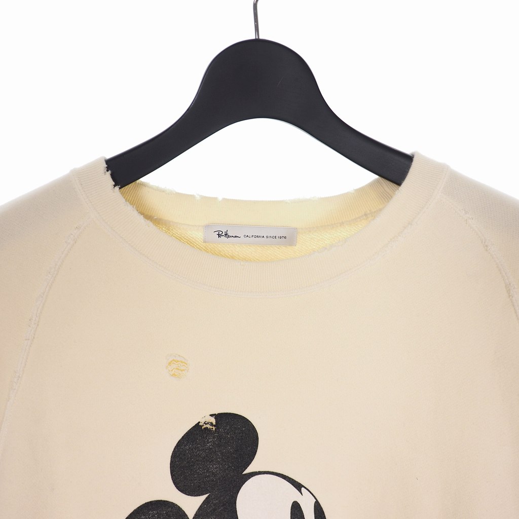 ロンハーマン Ron Herman ディズニー Disney ミッキー プリント スウェット ダメージ加工 M ベージュ メンズ 140 ベクトルパーク