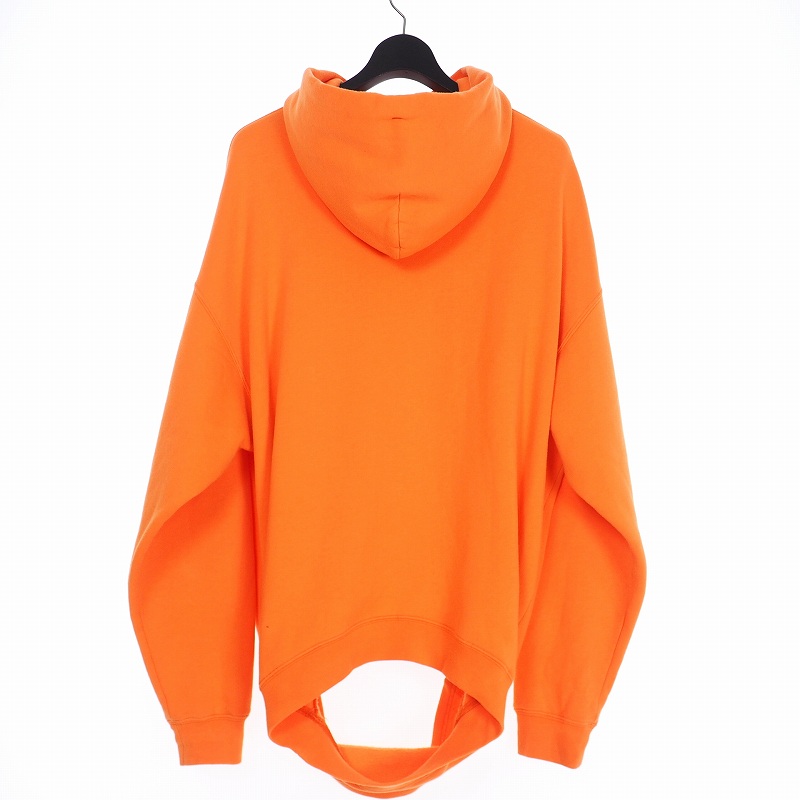 バレンシアガ Balenciaga 18ss ロゴ プリント ダブルヘム フーディー スウェット パーカー オレンジ Xs 国内正規 Tyk47 メンズ 140 ベクトルパーク