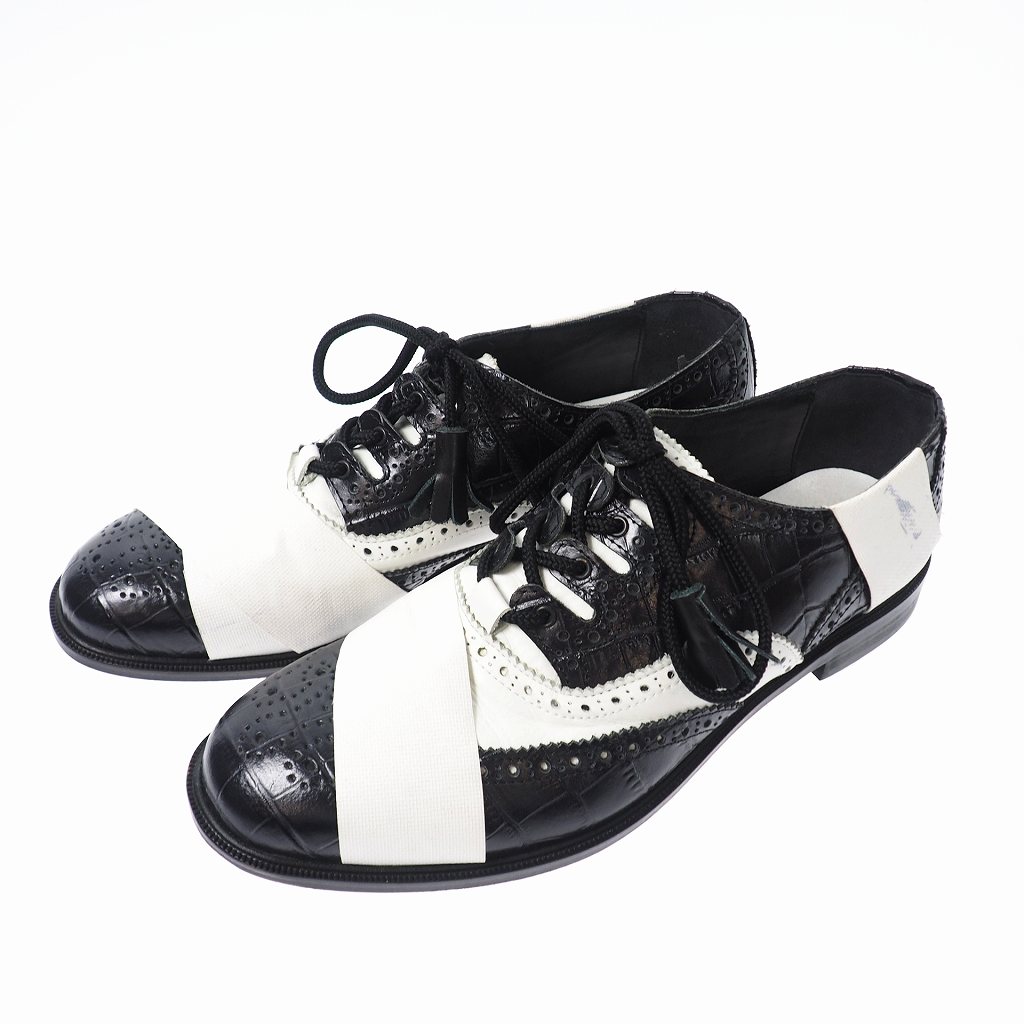 未使用品 ファセッタズム Facetasm レザー ギリ シューズ 革靴 約28 ブラック 黒 ホワイト 白 メンズ 140 ベクトルパーク