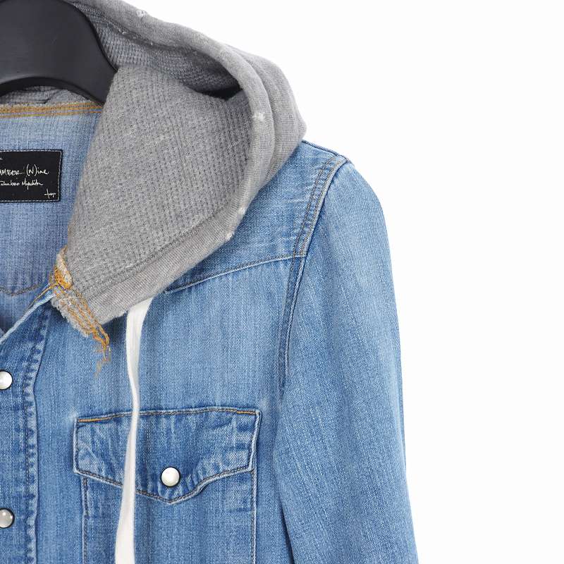 ナンバーナイン Number N Ine 05aw The High Street期 フード付 デニムシャツ パーカー ドッキング Ths刺繍 2 インディゴ メンズ 140 ベクトルパーク