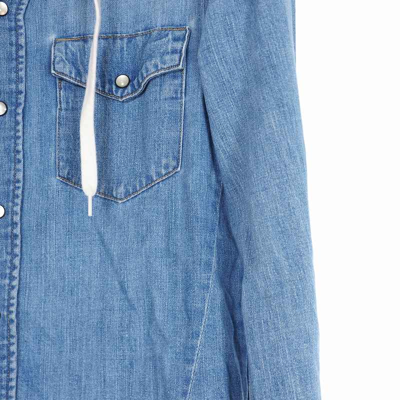 ナンバーナイン Number N Ine 05aw The High Street期 フード付 デニムシャツ パーカー ドッキング Ths刺繍 2 インディゴ メンズ 140 ベクトルパーク