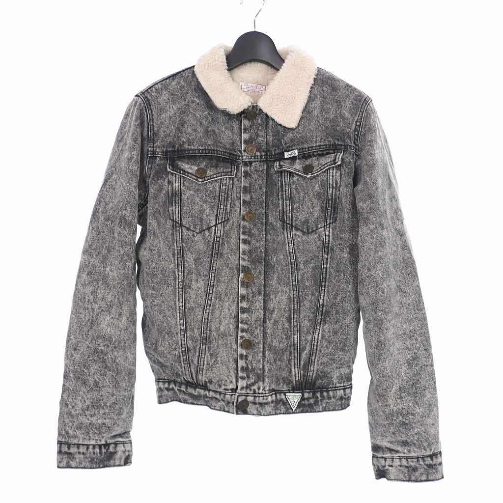 未使用品 ゲス Guess ジーンズ Jeans デニム 襟ボア ジャケット アウター ロゴ ブラック 黒 メンズ 140 ベクトルパーク