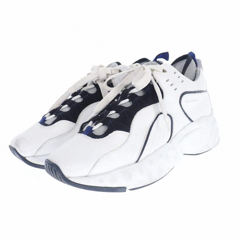 アクネ ストゥディオズ Acne Studios Rockaway レザー レースアップ ダッド スニーカー 41 白 ホワイト ネイビー メンズ 140 ベクトルパーク
