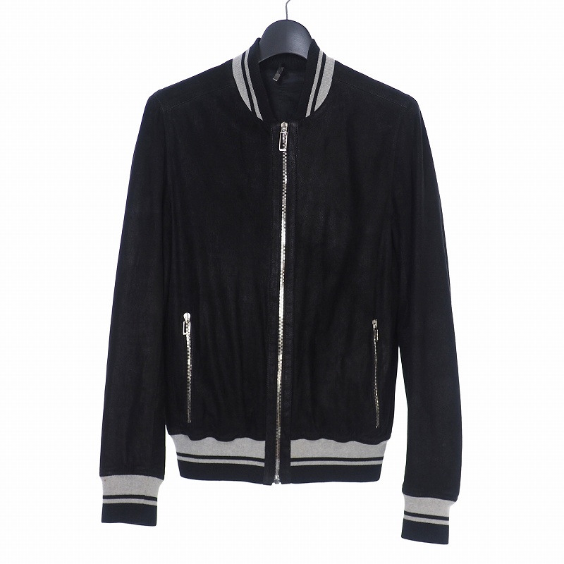 ディオールオム Dior Homme レザー ライン ブルゾン スカジャン 46 黒 ブラック 0s 国内正規 メンズ 140 ベクトルパーク