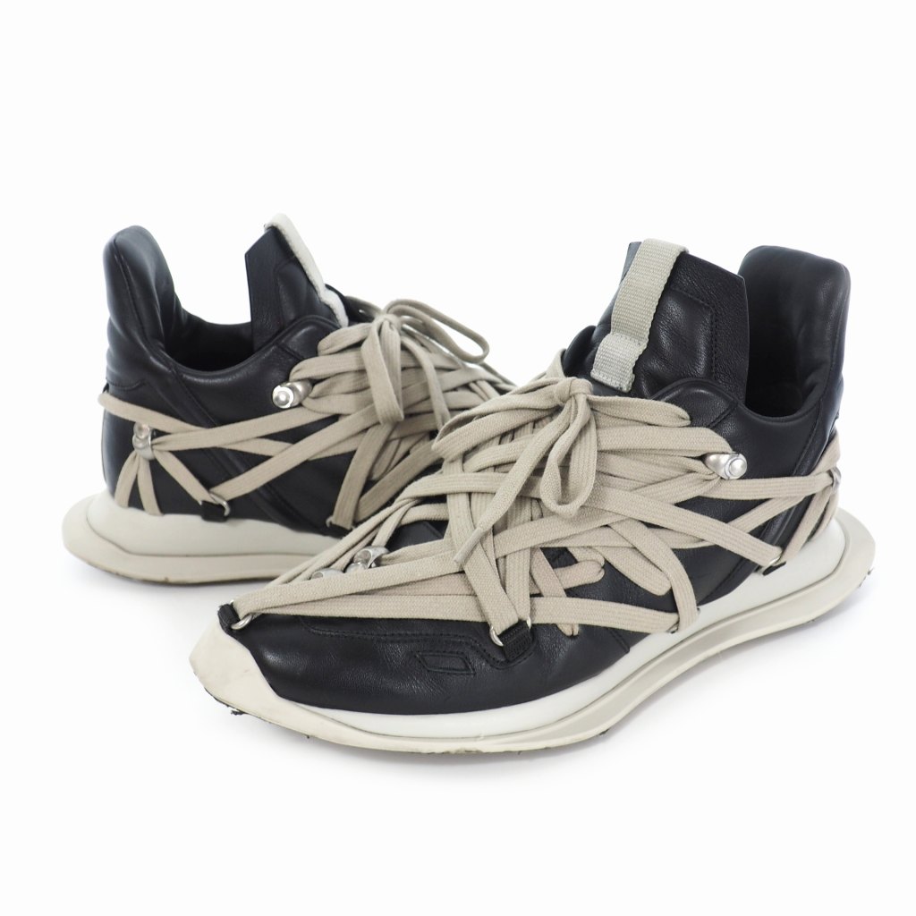 リックオウエンス Rick Owens 21ss Megalaced Runner メガレース ランナー レザースニーカー 41 26 0cm ブラック オイスター 黒 Ru21s6812lpo メンズ 140 2523 ベクトルパーク