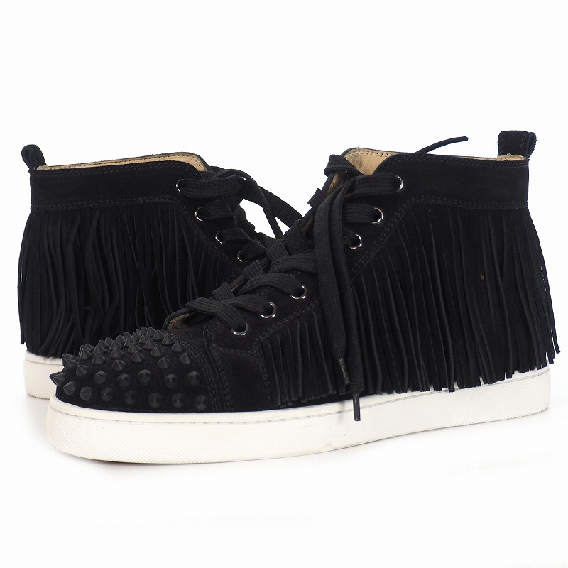 クリスチャンルブタン Christian Louboutin フリンジ スエード スタッズ スニーカー 40 26 0 ブラック 黒 メンズ 140 ベクトルパーク