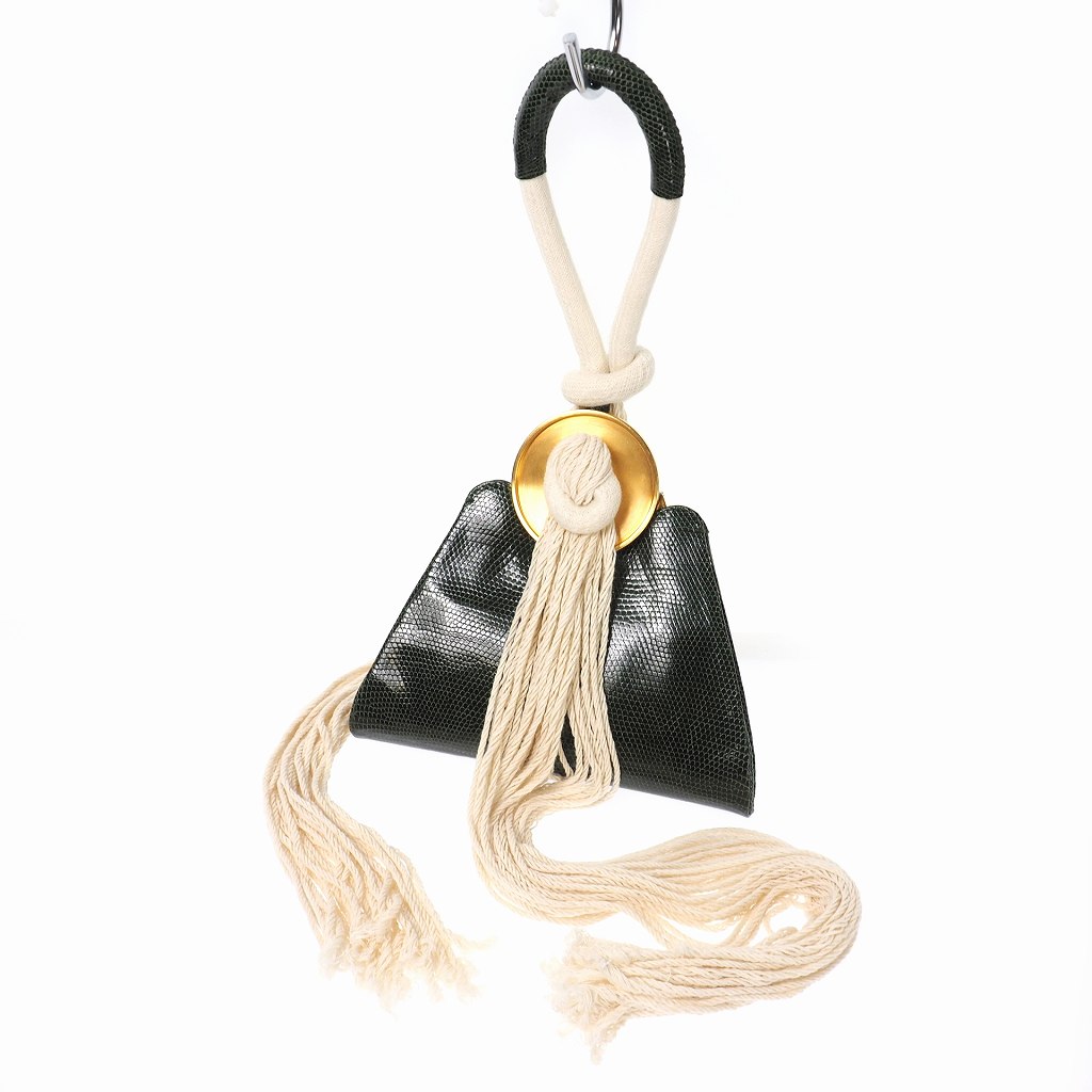 【中古】未使用品 マルニ MARNI 18AW MONILE リザードレザー フリンジ ハンドバッグ ダークグリーン 緑 FRMP0001U0 未使用品 マルニ MARNI 18AW MONILE リザードレザー フリンジ