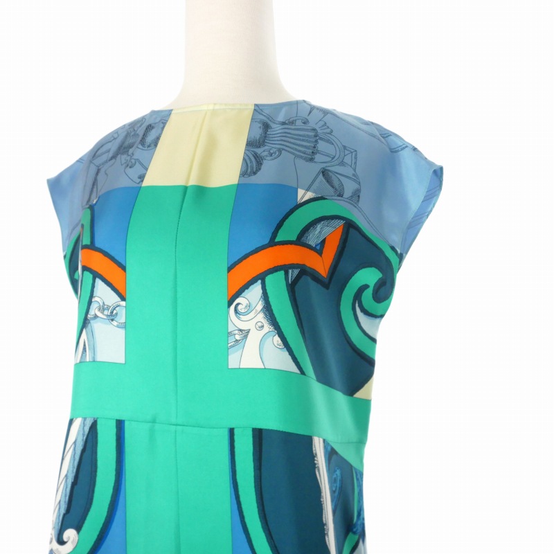 エルメス HERMES 21SS ノースリーブ シルクワンピース ドレス 34 