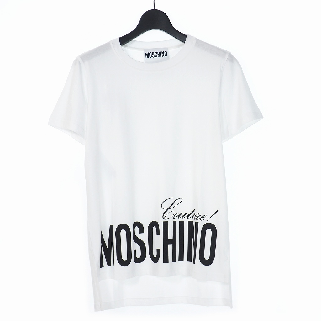未使用品 モスキーノ MOSCHINO ロゴ プリント アシンメトリ Tシャツ 