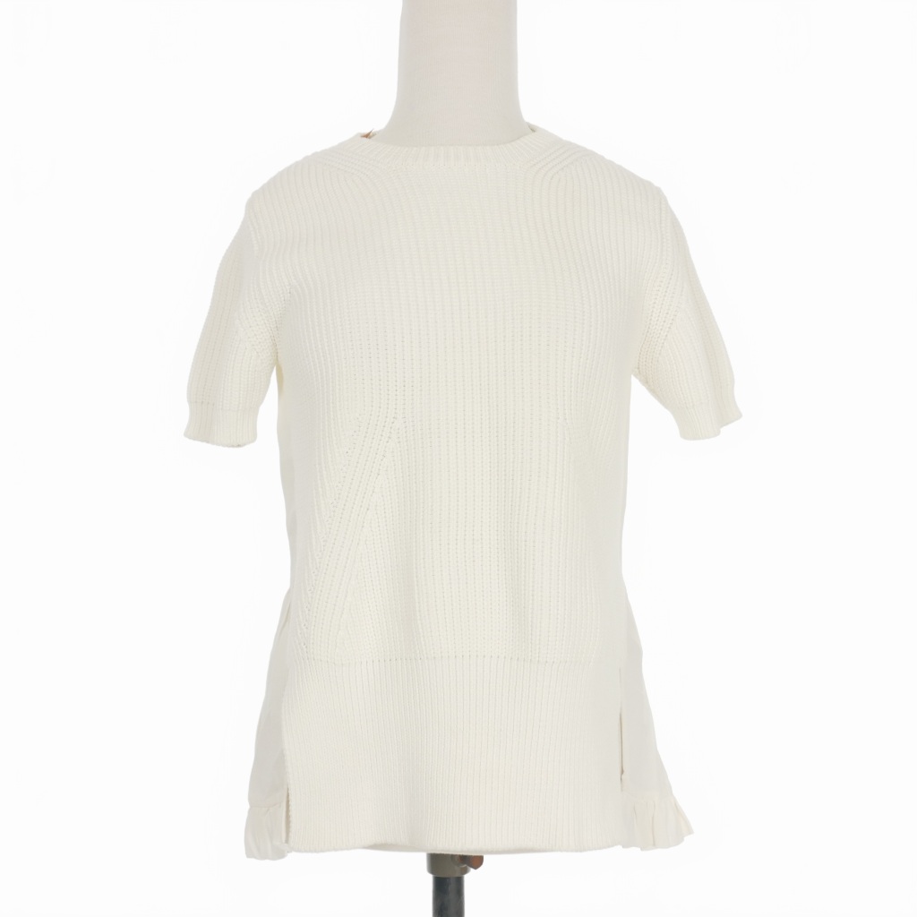 ヌメロヴェントゥーノ N°21 ドッキング 半袖 ニット トップス 36 白  