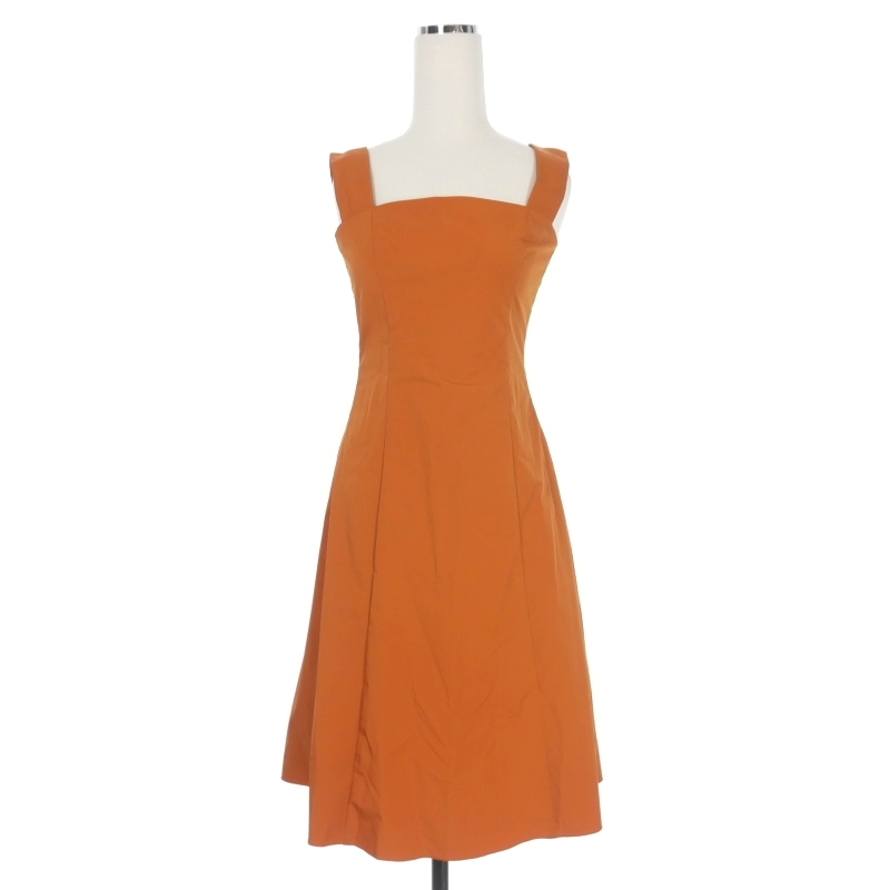 ☆フォクシーニューヨーク40742フレアドレスワンピース朱赤オレンジレッド38☆ フォクシーニューヨーク FOXEY NEW YORK ダブルスタンダードドレス