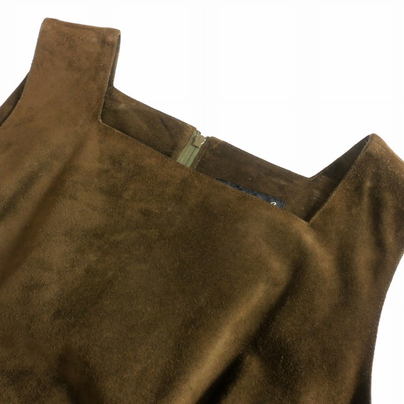 アニエスベー agnes b. 本革 ノースリーブ レザーワンピース ドレス 36  