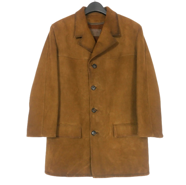 プラダ PRADA 23AW スエードジャケット カーコート ブルゾン 44 