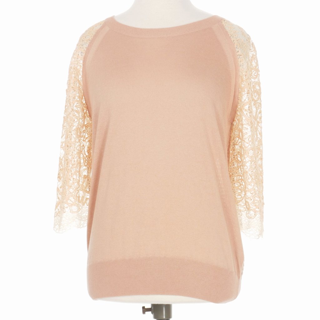 クロエ CHLOE レースニット セーター 半袖 XS ピンクベージュ 15EMP26 