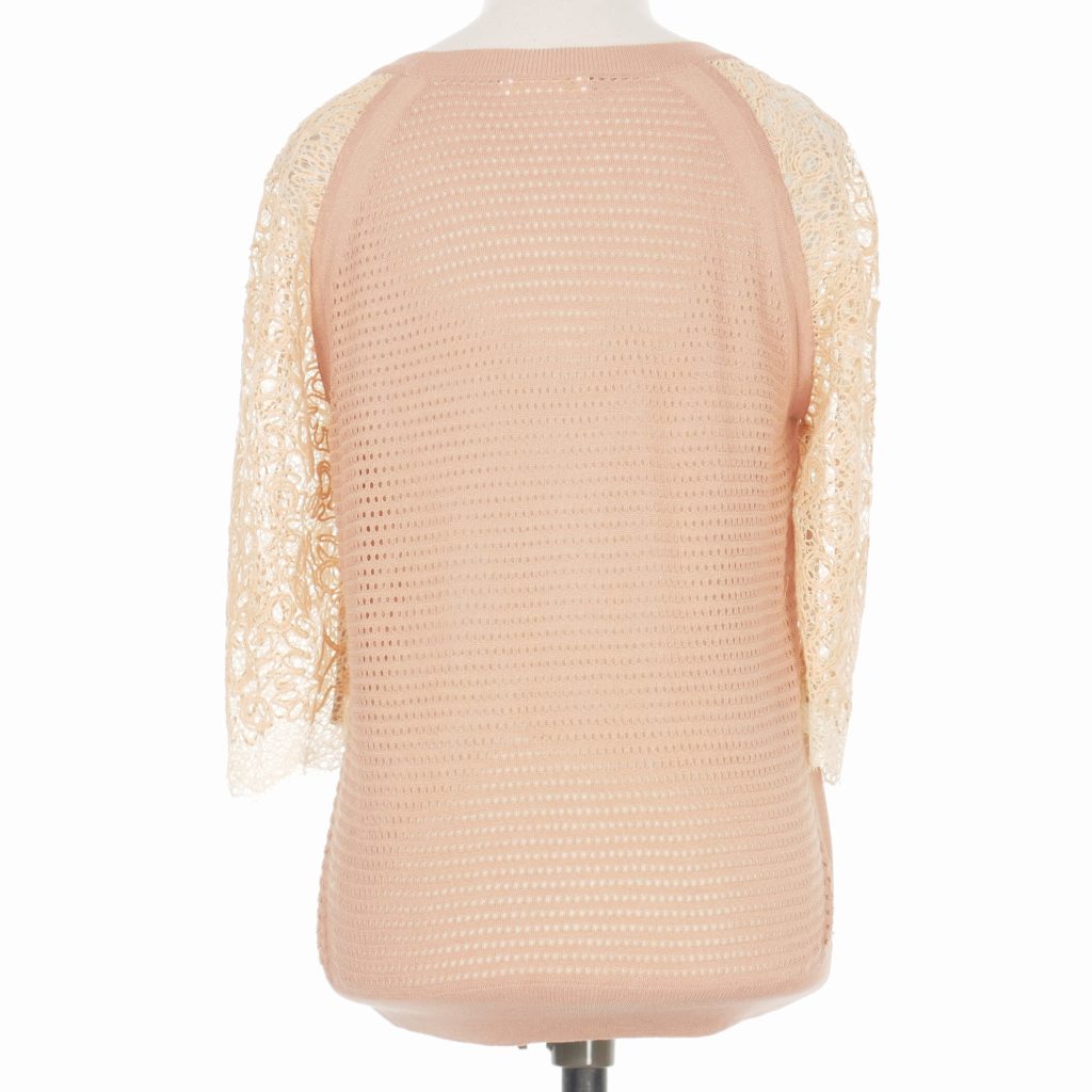 クロエ CHLOE レースニット セーター 半袖 XS ピンクベージュ