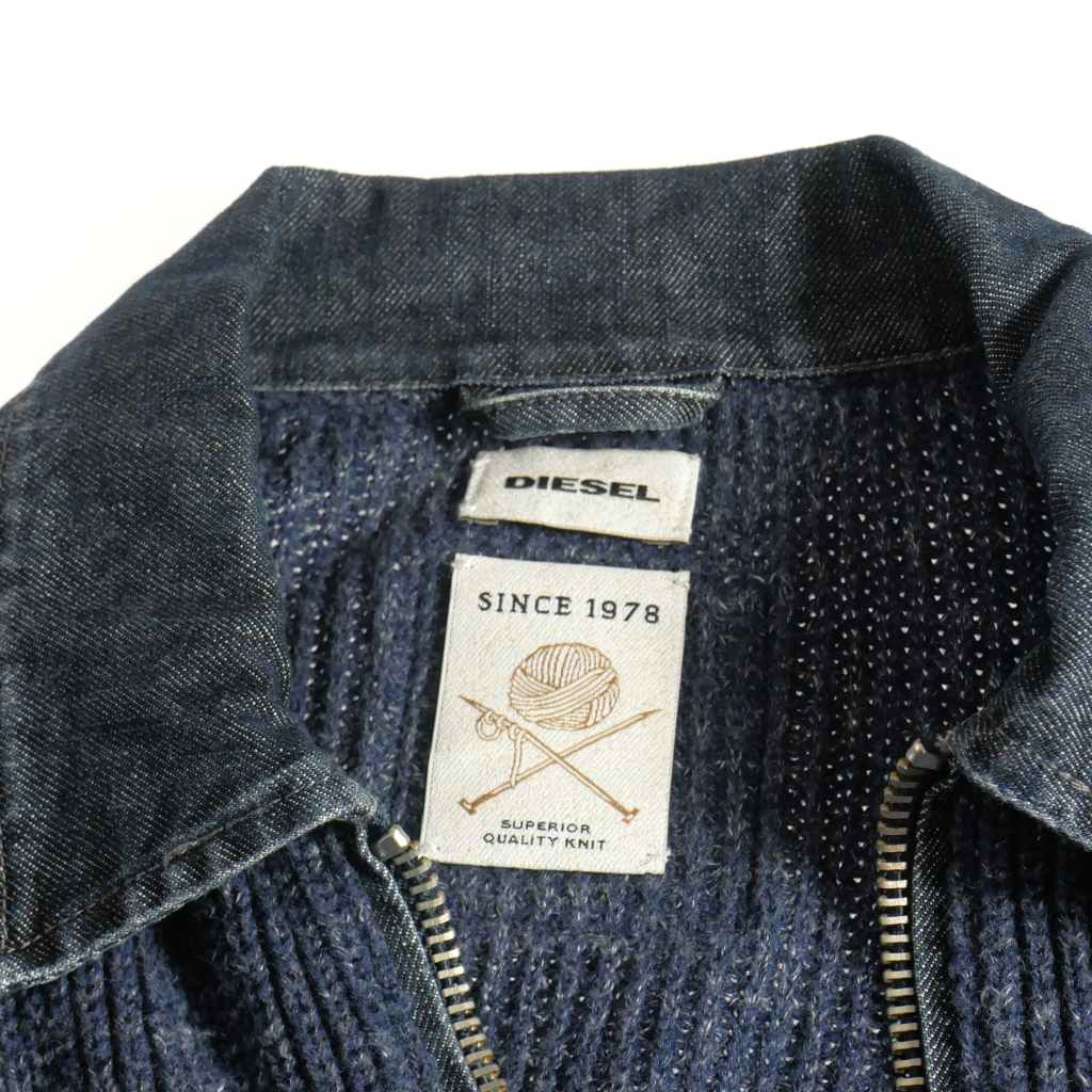 DIESEL ネイビー ジップアップニットセーター