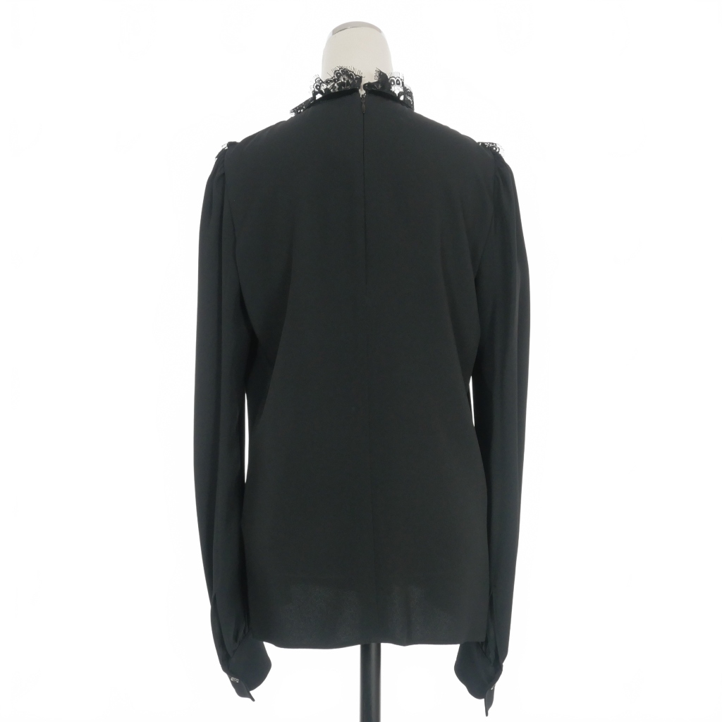 未使用品 ディースクエアード DSQUARED2 22AW レース 切替シャツ ブラウス 長袖 バックジップ 42 ブラック 黒 S75NC1013 国内正規 DSQUARED2 未使用品 ディースクエアード 22AW レース 切替シャツ