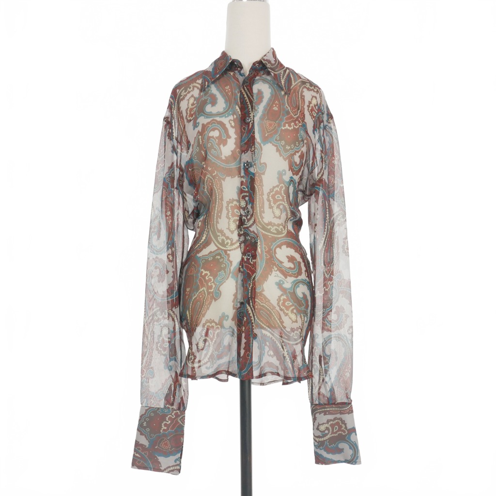 未使用品 ディースクエアード DSQUARED2 22AW シースルーシャツ ブラウス 長袖 38 レッド 赤 S72DL0711 国内正規 レディース 未使用品 ディースクエアード DSQUARED2 22AW シースルーシャツ