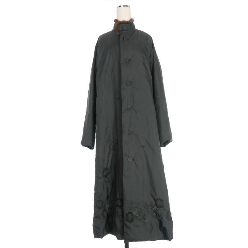 ハート Haat イッセイミヤケ ミンクファー付き 刺繍 ロングダウン  