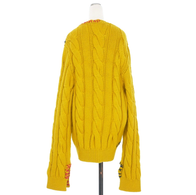 マルニ MARNI 22AW コントラストステッチ ケーブルニット セーター 