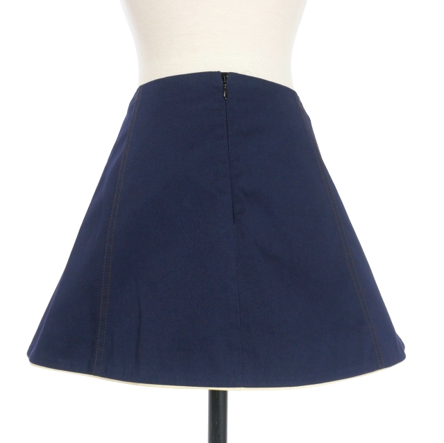 マルニ MARNI 22AW ミニスカート ステッチ 40 ネイビー 紺 GOMA0469I0