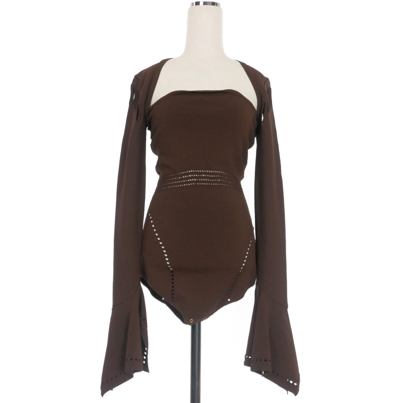 未使用品 フェティコ FETICO 24SS MESH KNIT SHAPED-NECK BODYSUIT  